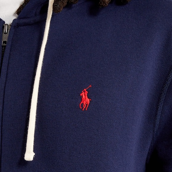 U.S. Polo Navy Fleece Zip-Up Hoodie Jacket Men’s XL Classic Streetwear Essential - Picture 4 of 5